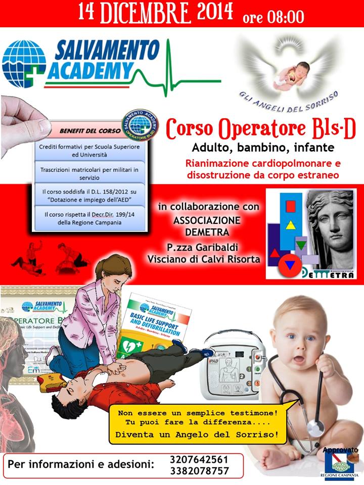 Calvi Risorta: PARTONO I CORSI BLS-D PRESSO L'ASSOCIAZIONE DEMETRA